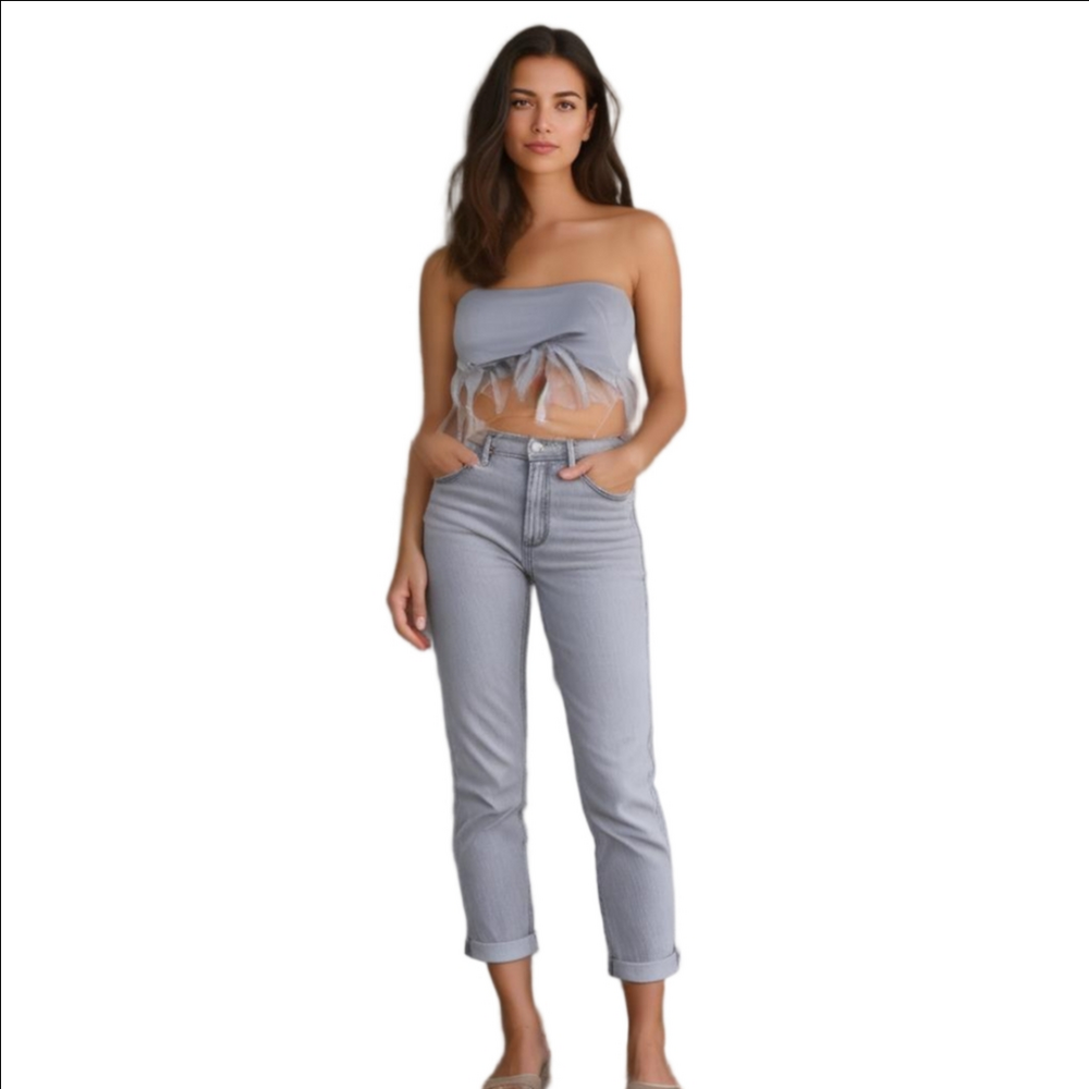 Kensie Jeans Gray Stretchy Light Gray Denim 14/33 Cotton Rayon Spandex Blend